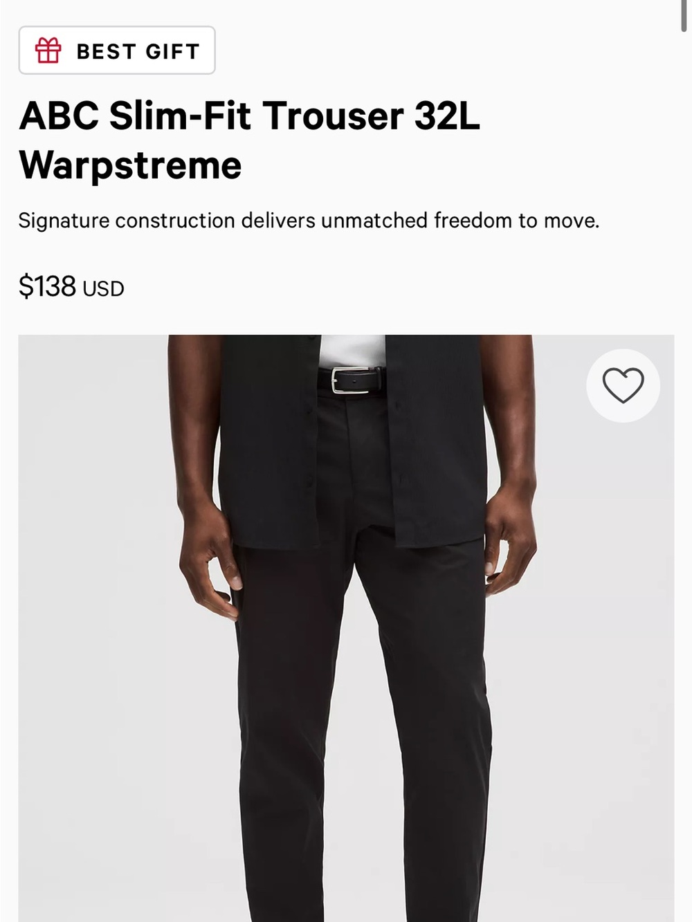 lululemon athletica ABC Men's Black Slim-Fit Trousers Warpstream